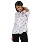 blouse Meera vogels dames katoen wit/roze maat 42