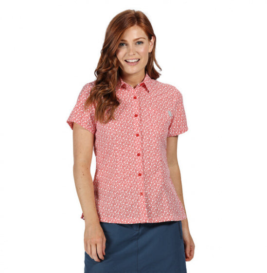 blouse Mindano V dames polyester rood bloemen maat 36