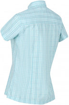 blouse Mindano V geruit dames polyester aqua maat 40