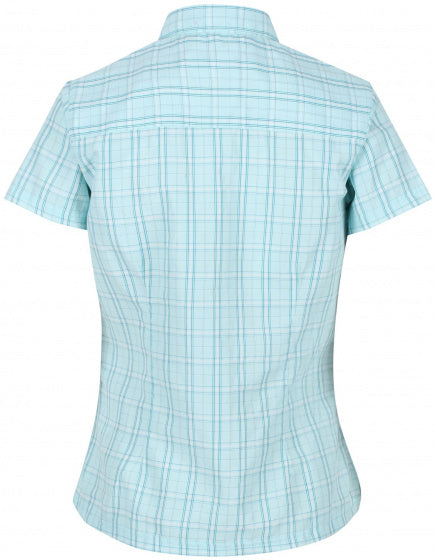 blouse Mindano V geruit dames polyester aqua maat 34