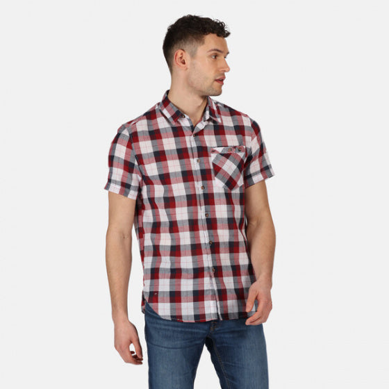 blouse ramiro heren katoen rood/zwart maat S