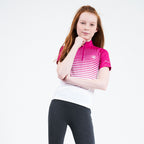 fietsshirt Go Faster meisjes polyester roze/wit mt 15-16 jaar