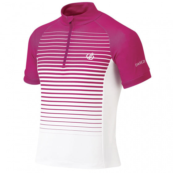fietsshirt Go Faster meisjes polyester roze/wit mt 15-16 jaar