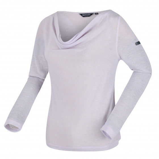longsleeve Frayda dames polyester/viscose lichtroze maat 38