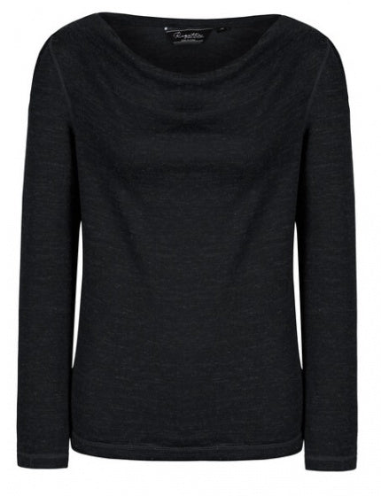longsleeve Frayda dames polyester/viscose zwart maat 34