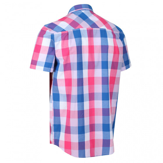 overhemd geruit heren katoen roze/blauw maat XL