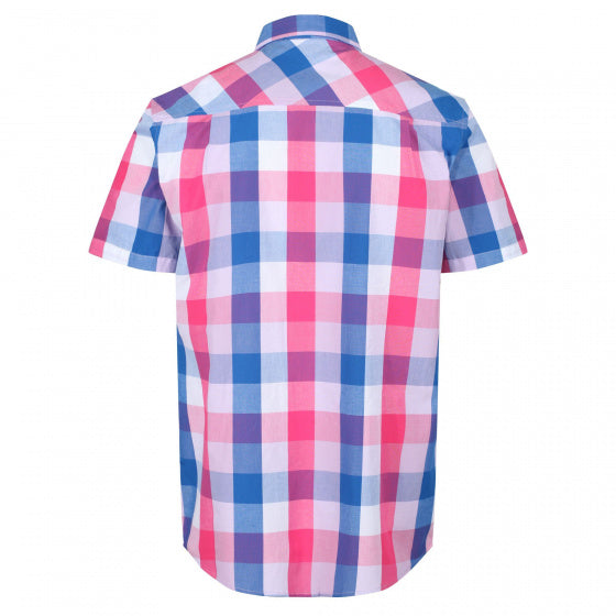 overhemd geruit heren katoen roze/blauw maat XL