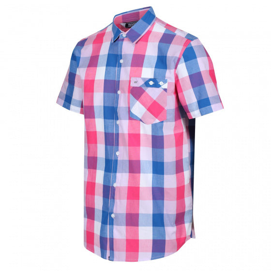 overhemd geruit heren katoen roze/blauw maat XL