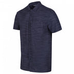 overhemd heren linnen/viscose donkerblauw maat M
