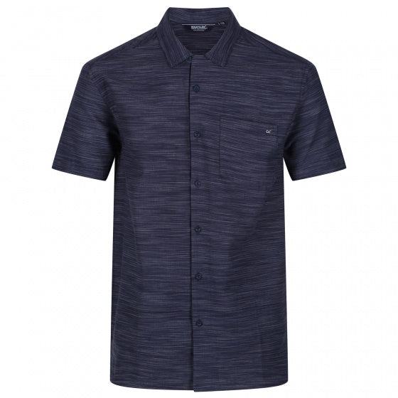 overhemd heren linnen/viscose donkerblauw maat M
