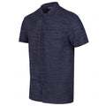 overhemd heren linnen/viscose donkerblauw maat M
