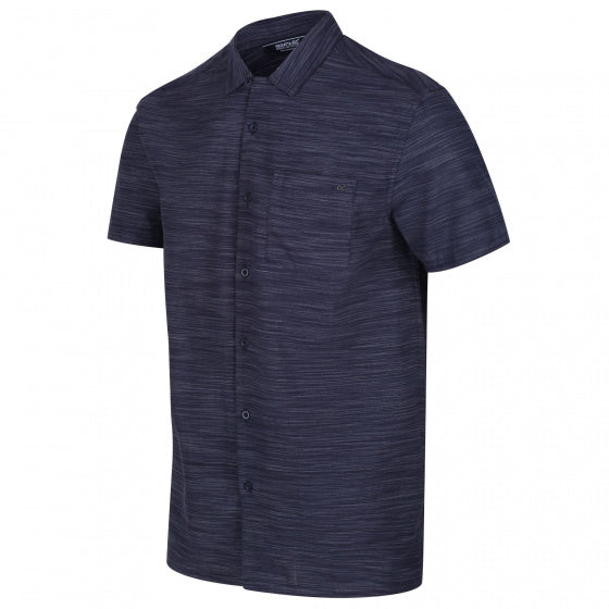 overhemd heren linnen/viscose donkerblauw maat M