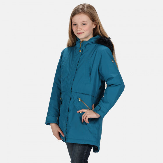 parka Pazel meisjes polyester petrolblauw maat 98-104
