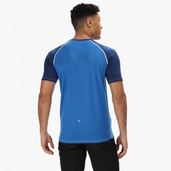 sportshirt Tornell heren merino/polyester blauw mt S