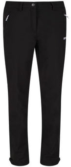 wandelbroek Geo Softshell dames 84 cm zwart maat 40