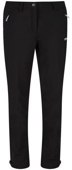 wandelbroek Geo Softshell dames 84 cm zwart maat 40