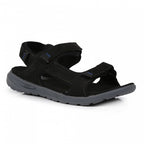 wandelsandalen heren leer/polyester zwart maat 45