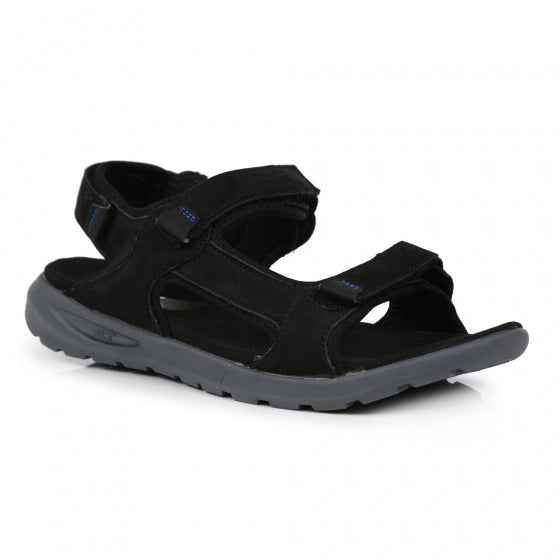 wandelsandalen heren leer/polyester zwart maat 45