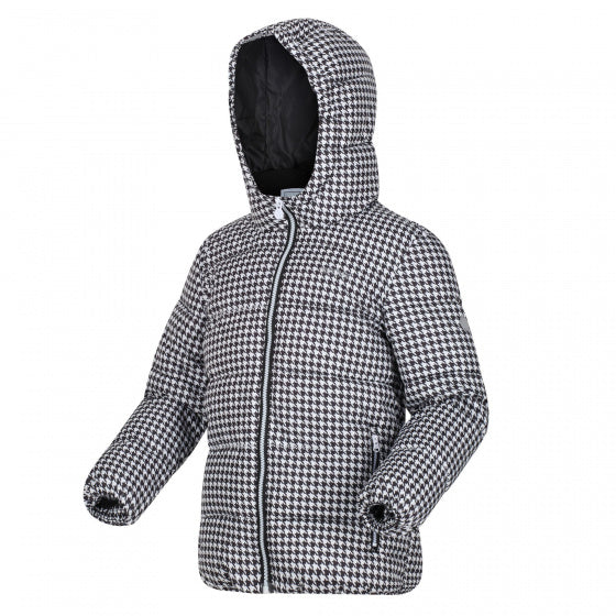 winterjas Lofthouse V junior polyester zwart/wit maat 140