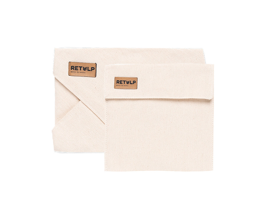 Retulp Lunch Wrap en Grote Bewaarzak Katoen set van 2