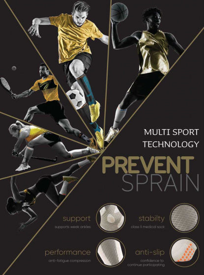 sportsokken Prevent Strain nylon/elastaan wit/grijs mt M