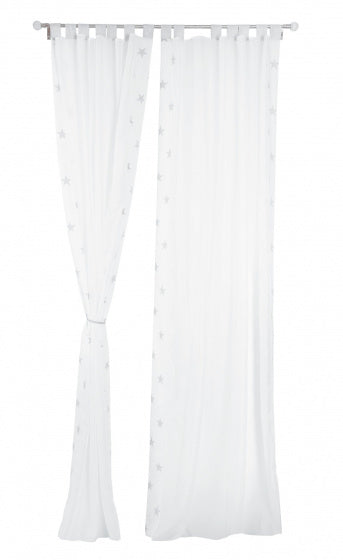 gordijnset Little Stars 250 cm polyester wit 2 -delig
