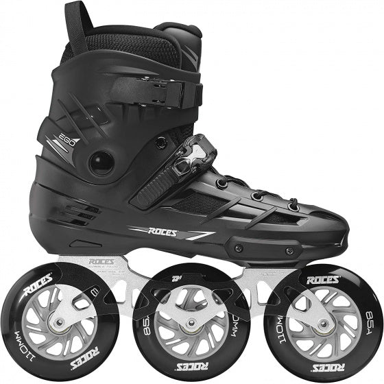 Roces ego tif 3x110 skeelers volwassenen – 3 wielen 110mm – speed skates inline skates – zwart zilver – maat 42