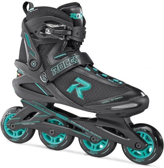 Roces Icon inline skates softboot dames 80 mm 82A zwart/aqua maat 40