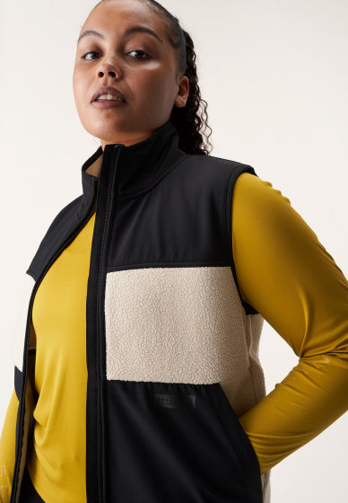 bodywarmer Corrine Pile dames polyester zwart/wit mt 3XL