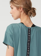 crop-top Logo dames polyester/elastaan groen maat M