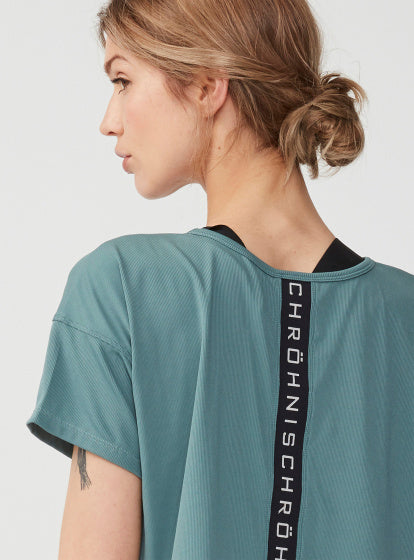 crop-top Logo dames polyester/elastaan groen maat M