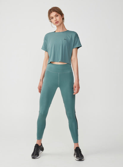 crop-top Logo dames polyester/elastaan groen maat M