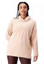 hoodie Velour Long dames polyester zalmroze maat L