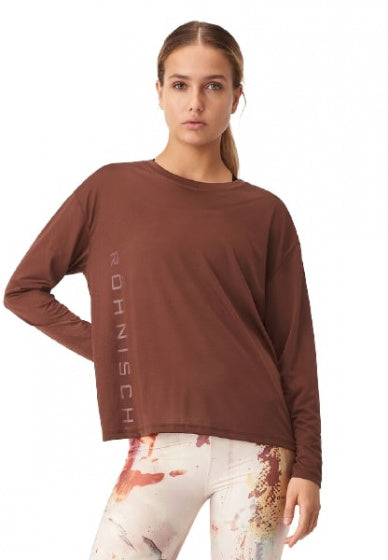 longsleeve Ivy Loose dames polyester bruin maat XS