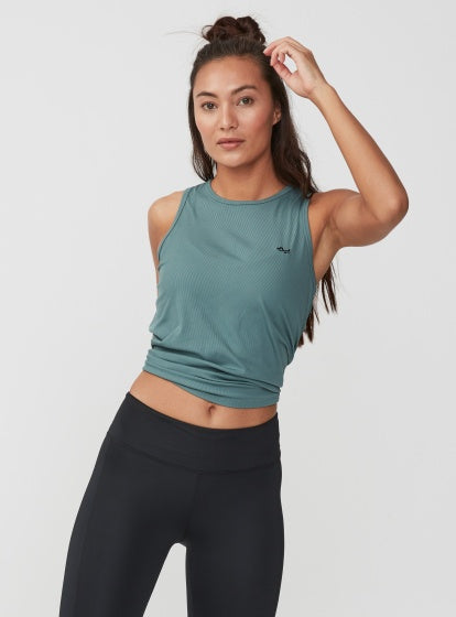 singlet Logo Ribbed groen dames maat XS