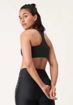sportbeha Logo Print dames polyester zwart maat XS