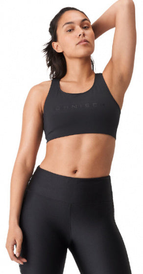 sportbeha Logo Print dames polyester zwart maat XS