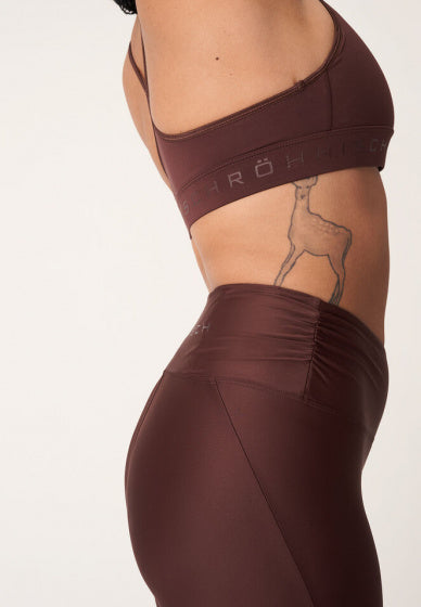 sportlegging Asana dames polyester/elastaan bruin maat S