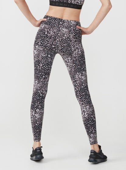 sportlegging Flattering AOP dames zwart maat XS