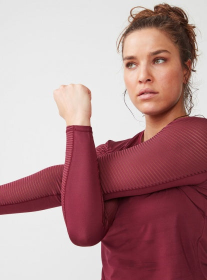 sportshirt Miko lange mouwen dames bordeaux maat XS