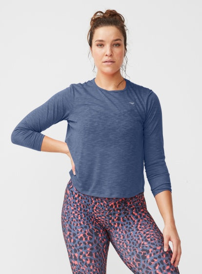 sportshirt Sheer lange mouwen dames blauw maat XXXL