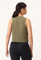 sporttop Clara Cropped dames polyester legergroen maat M