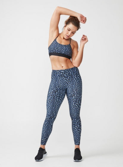 sporttop Flattering gevlekt dames blauw/zwart maat XL