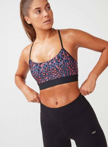 sporttop Flattering gevlekt dames oranje/blauw/zwart mt XS