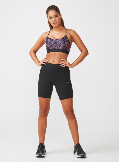 sporttop Flattering gevlekt dames oranje/blauw/zwart mt L