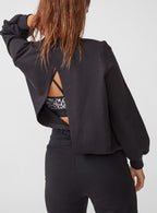 sweater Comfy Open Back dames zwart maat L