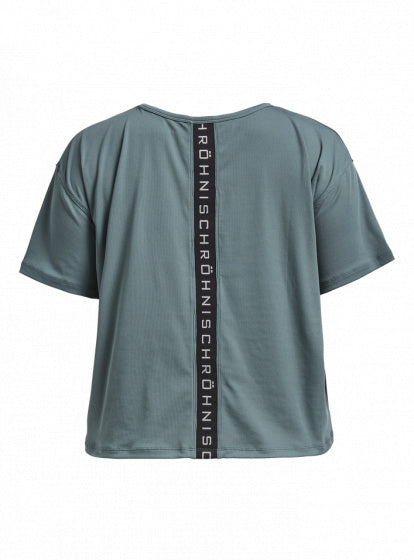 trainingshirt Logo dames polyester/elastaan groen maat XS