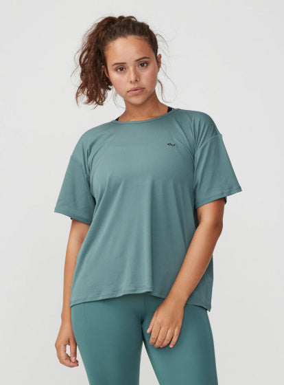 trainingshirt Logo dames polyester/elastaan groen maat XS