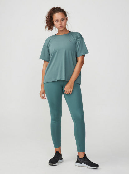 trainingshirt Logo dames polyester/elastaan groen maat XS