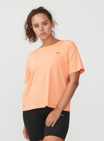 trainingshirt Logo dames polyester/elastaan roze maat S